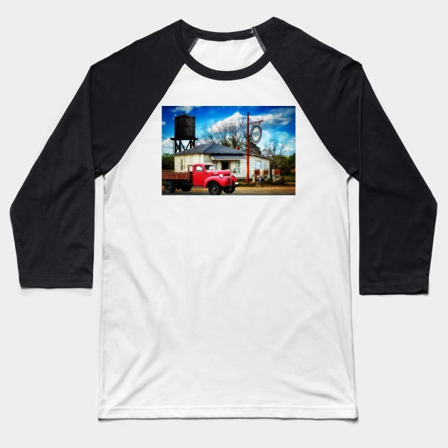 Vintage Gas Station And Truck Baseball T-Shirt by JimDeFazioPhotography